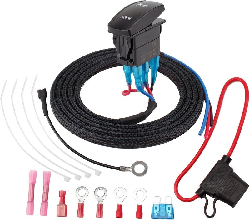 AOLIHAN Universal UTV Horn Kit with LED Rocker Switch for Golf Cart, ATV, Polaris RZR, Ranger, Can-Am - Image 3