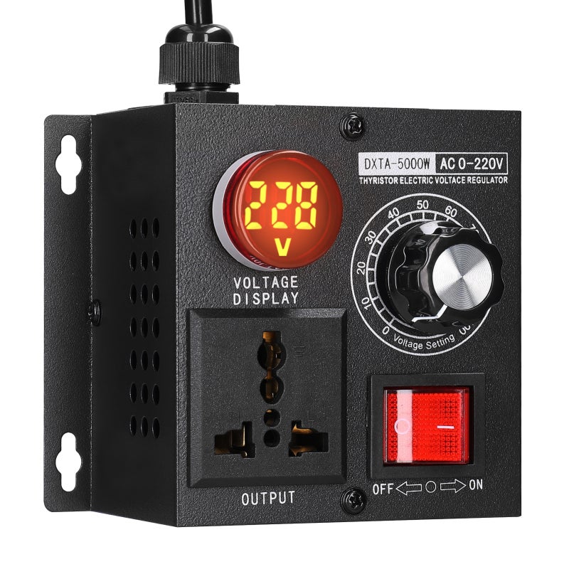 منظم جهد متدرج AC220V 5000W محمول، متحكم في الجهد أحادي الطور قابل للتعديل، ضابط لدرجة الحرارة والسرعة والضوء - Image 3