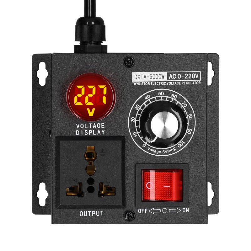 منظم جهد متدرج AC220V 5000W محمول، متحكم في الجهد أحادي الطور قابل للتعديل، ضابط لدرجة الحرارة والسرعة والضوء - Image 5