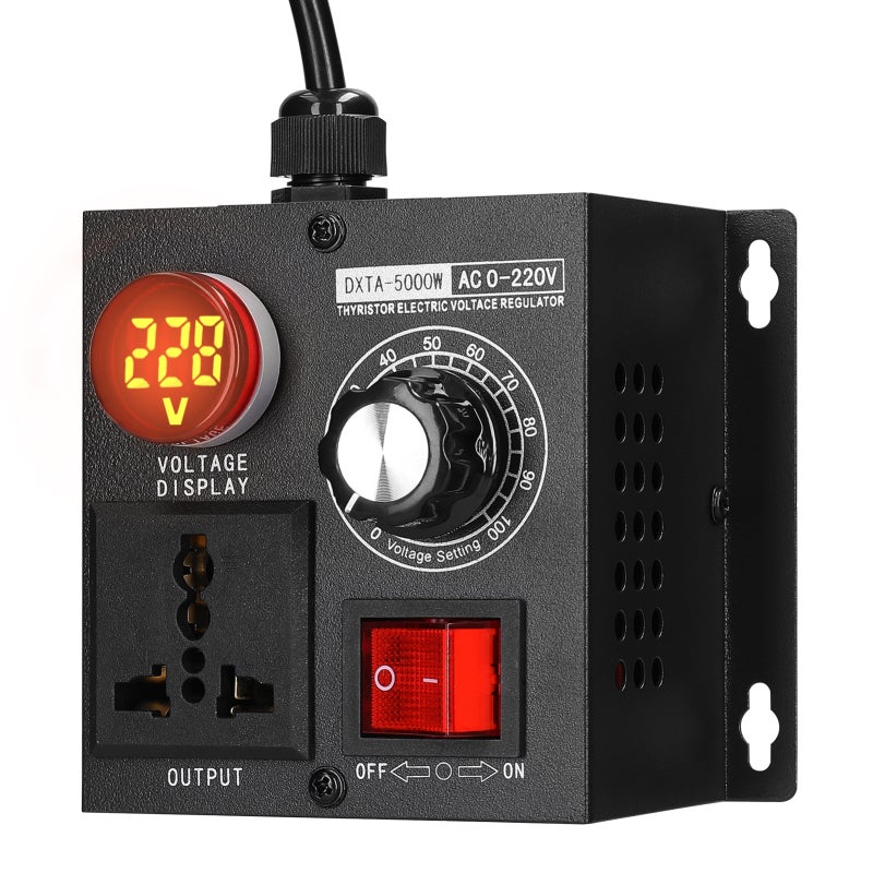 منظم جهد متدرج AC220V 5000W محمول، متحكم في الجهد أحادي الطور قابل للتعديل، ضابط لدرجة الحرارة والسرعة والضوء - Image 4