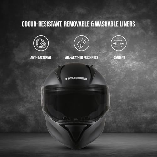 TVS Racing Titan Series Full Face Helmet for Men | Premium Bike Helmets with ABS Shell, UV Paint | Quick Release System | Aerodynamic Design | DOT & ISI Certified (Black/L) - Image 4