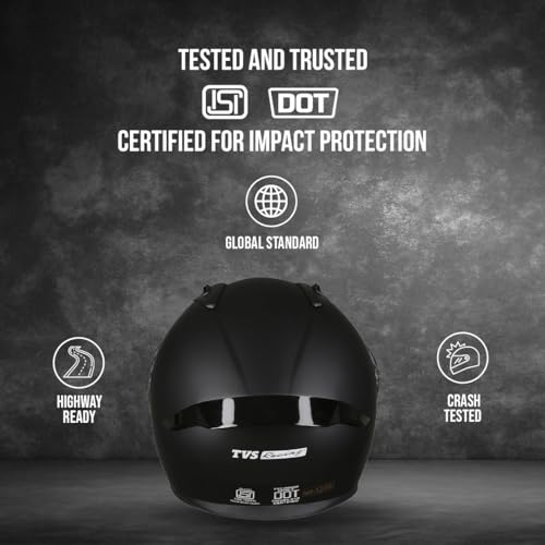 TVS Racing Titan Series Full Face Helmet for Men | Premium Bike Helmets with ABS Shell, UV Paint | Quick Release System | Aerodynamic Design | DOT & ISI Certified (Black/L) - Image 2