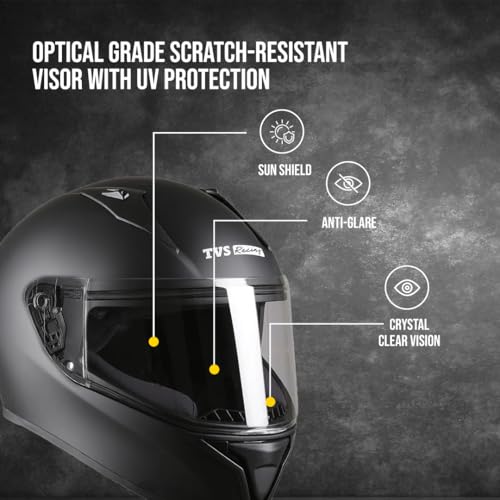 TVS Racing Titan Series Full Face Helmet for Men | Premium Bike Helmets with ABS Shell, UV Paint | Quick Release System | Aerodynamic Design | DOT & ISI Certified (Black/L) - Image 5