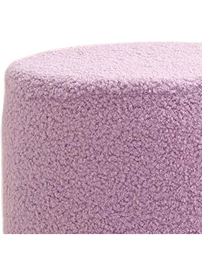 Comfynest Comfynest Sherpa Upholstered Small Footstool Ottoman with Wooden Legs – Rectangular Foot Rest for Couch, Living Room, Bedroom & Office (Violet(Round))  - Image 4