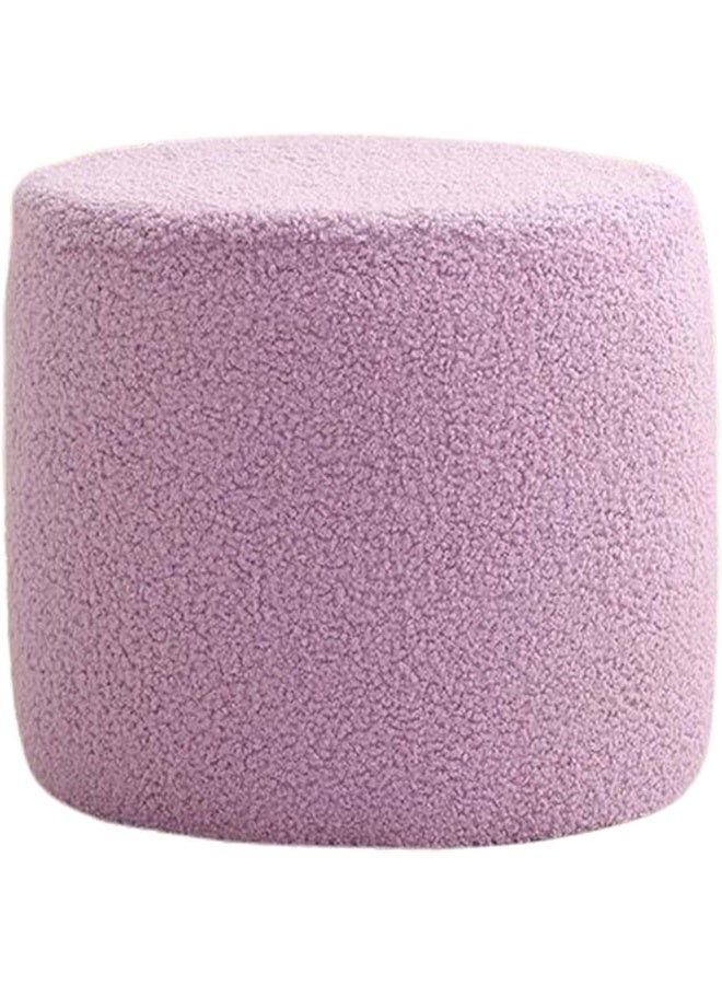 Comfynest Comfynest Sherpa Upholstered Small Footstool Ottoman with Wooden Legs – Rectangular Foot Rest for Couch, Living Room, Bedroom & Office (Violet(Round))  - Image 1