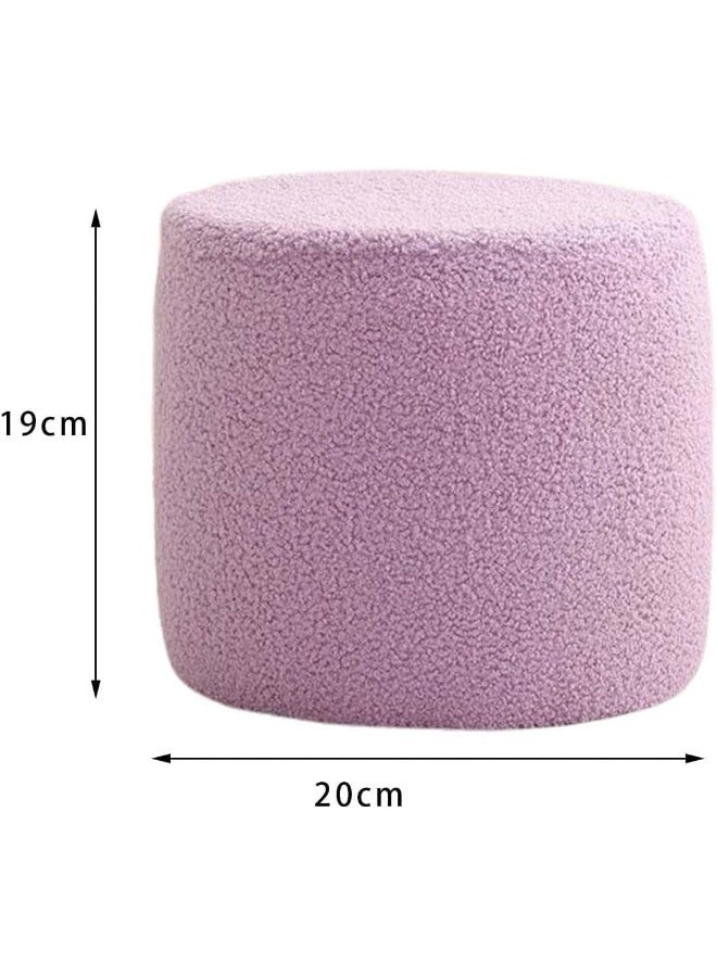 Comfynest Comfynest Sherpa Upholstered Small Footstool Ottoman with Wooden Legs – Rectangular Foot Rest for Couch, Living Room, Bedroom & Office (Violet(Round))  - Image 3