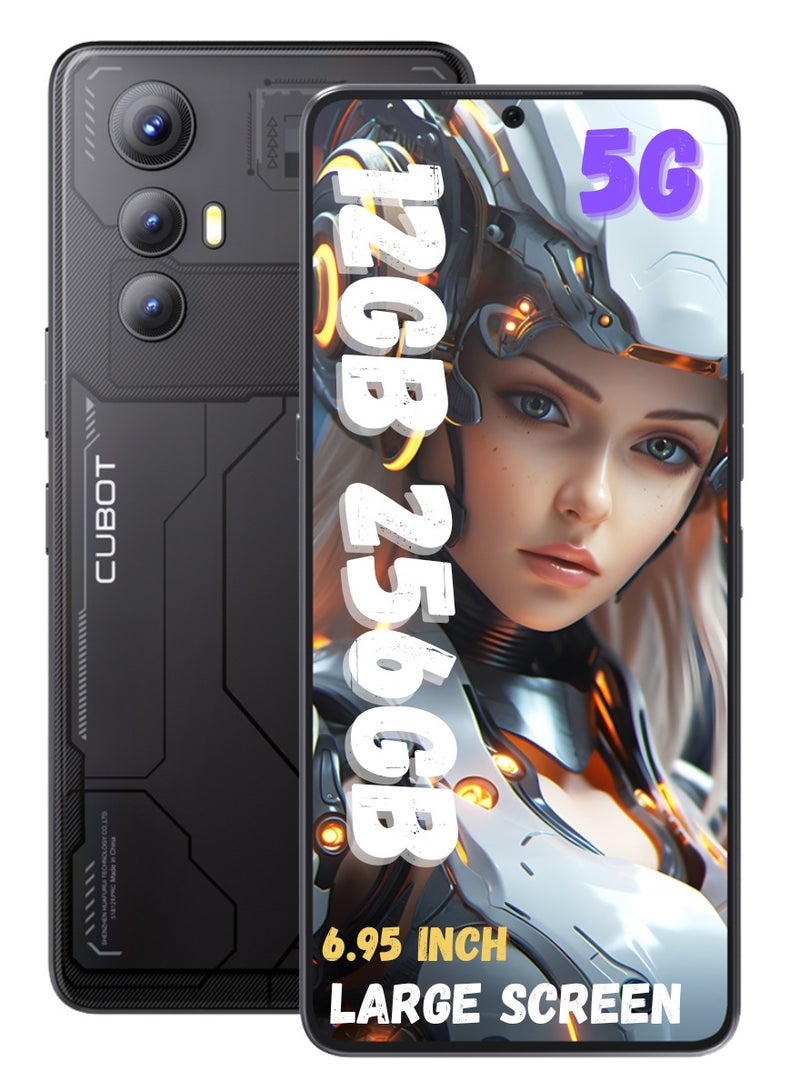 Cubot MAX 5 Smartphone 6.95-Inch FHD+ Display 5G Android 14 Octa-core Processor Game Mobile Phone 12GB RAM 256GB ROM 5100mAh Battery 100MP+32MP Camera Wi-Fi6 Dual SIM NFC TECH Black - Image 1