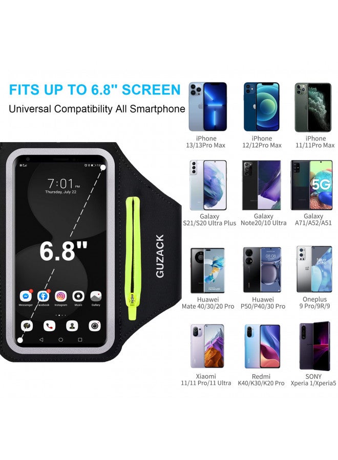 GUZACK Running Armband for iPhone 16 Pro 15 14 13 12 11 Pro Max/Plus/XR/XS, Galaxy S24/S23/S22/S21, with Card Slot & Key Pockets, Sports Arm Bands Cell Phone Holder Fit Up to 6.9 Inches Phone - Image 2