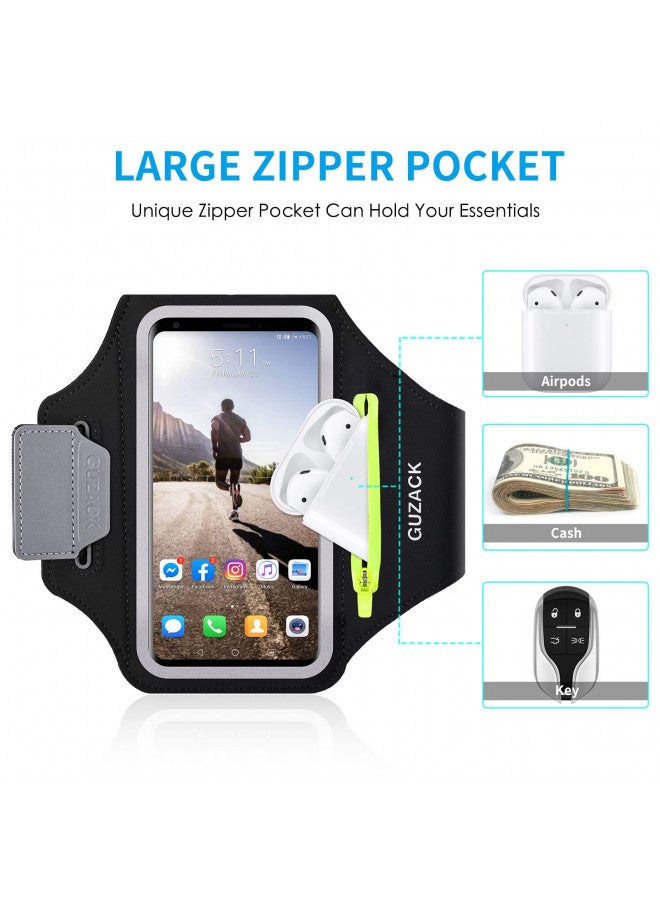 GUZACK Running Armband for iPhone 16 Pro 15 14 13 12 11 Pro Max/Plus/XR/XS, Galaxy S24/S23/S22/S21, with Card Slot & Key Pockets, Sports Arm Bands Cell Phone Holder Fit Up to 6.9 Inches Phone - Image 1