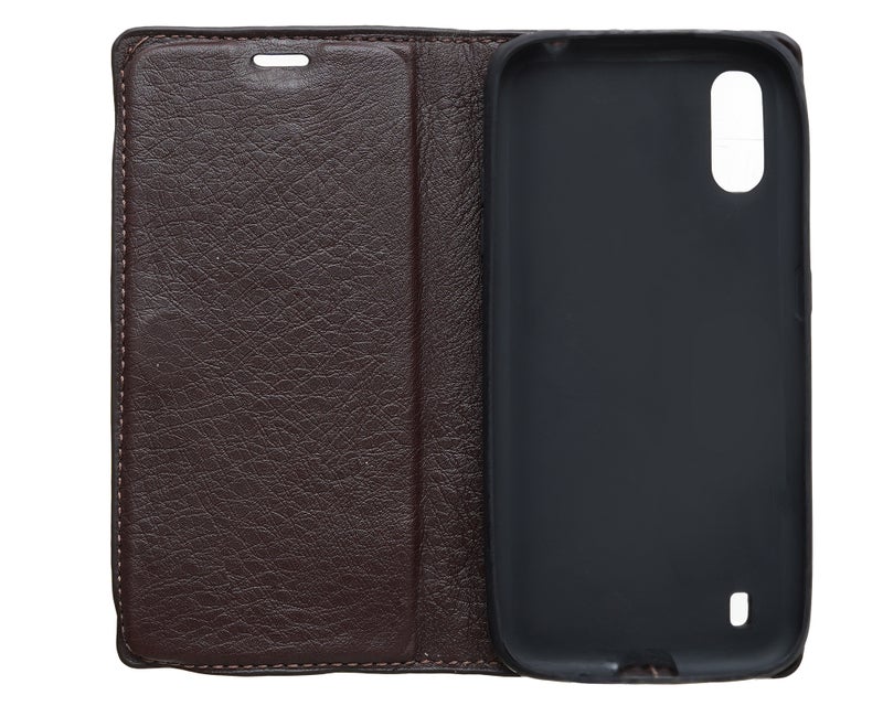 Leather Flip Mobile Phone Case for Samsung Galaxy A01 - Brown - Image 3