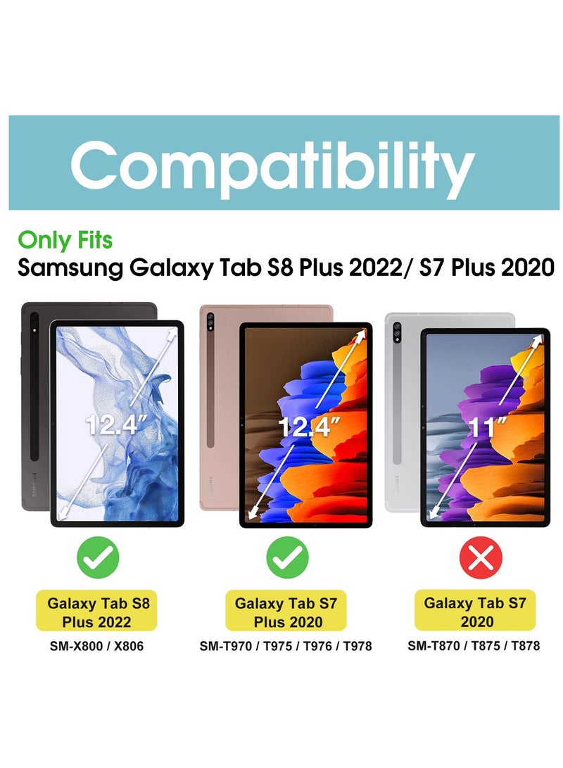 برو كيسيز حافظة جالاكسي تاب S8 بلس S7 بلس 12.4 بوصة حافظة رفيعة خفيفة الوزن مع حامل لهاتف سامسونج X800 X806 T970 T975 T976 T978 2022 2020 إصدار أزرق داكن - Image 2