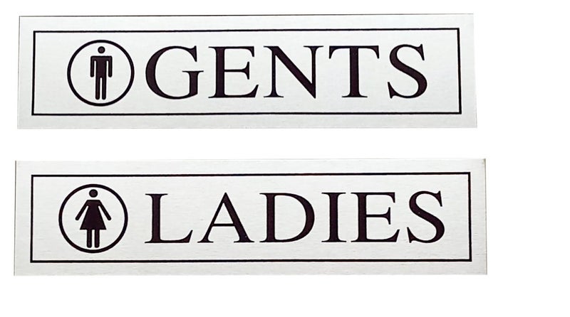 THW® Stainless Steel Self Adhesive GENTS & LADIES TOILET Signage Board (3"x12") - Image 2