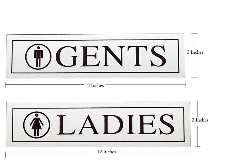 THW® Stainless Steel Self Adhesive GENTS & LADIES TOILET Signage Board (3"x12") - Image 4