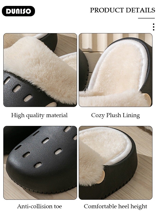 DUNISO House Slippers for Men and Women,Washable Lined Clogs, Fashion Warm Shoes with Thick Sole, Comfortable Home Fuzzy Slippers, Lightweight Non Slip House Shoes For Cozy Indoor Outdoor - Image 2
