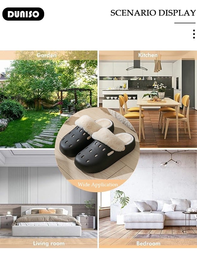 DUNISO House Slippers for Men and Women,Washable Lined Clogs, Fashion Warm Shoes with Thick Sole, Comfortable Home Fuzzy Slippers, Lightweight Non Slip House Shoes For Cozy Indoor Outdoor - Image 3