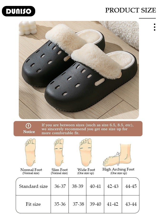DUNISO House Slippers for Men and Women,Washable Lined Clogs, Fashion Warm Shoes with Thick Sole, Comfortable Home Fuzzy Slippers, Lightweight Non Slip House Shoes For Cozy Indoor Outdoor - Image 4