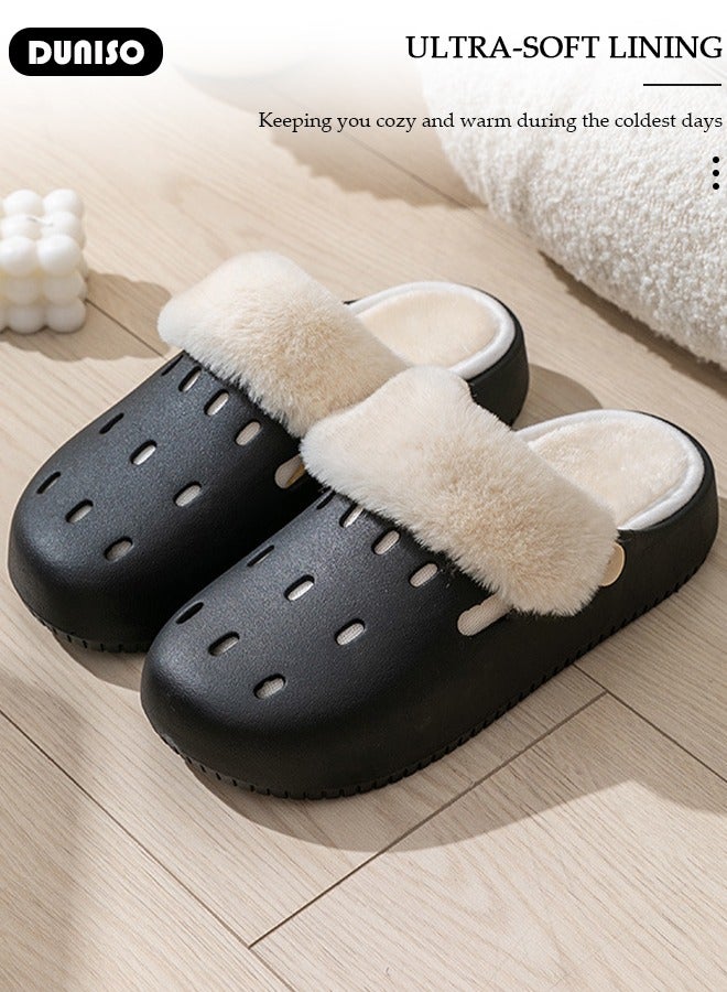 DUNISO House Slippers for Men and Women,Washable Lined Clogs, Fashion Warm Shoes with Thick Sole, Comfortable Home Fuzzy Slippers, Lightweight Non Slip House Shoes For Cozy Indoor Outdoor - Image 5