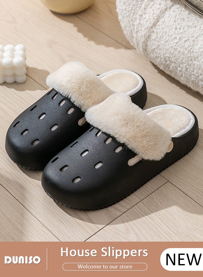 DUNISO House Slippers for Men and Women,Washable Lined Clogs, Fashion Warm Shoes with Thick Sole, Comfortable Home Fuzzy Slippers, Lightweight Non Slip House Shoes For Cozy Indoor Outdoor - Image 1