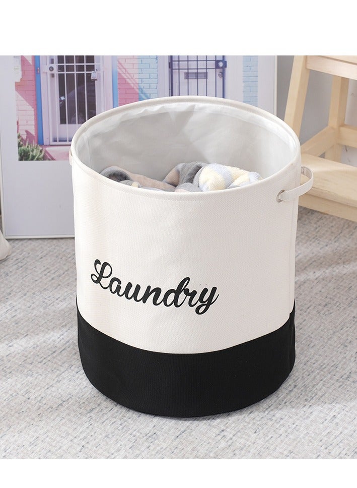 MIXDE Winnie Nursery Storage Basket, Large Barrel Shaped Canvas Laundry Hamper With A Waterproof PE Coating, Foldable, for Kids, Boys and Girls, Bathroom and Bedroom Set, Clothes,Toys Bin - Image 2