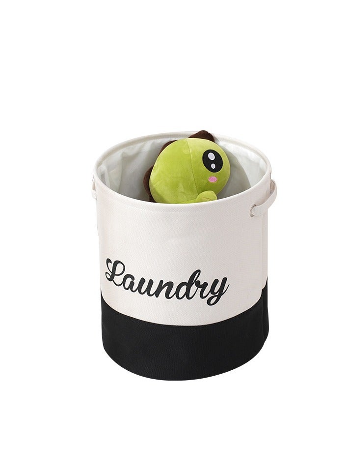 MIXDE Winnie Nursery Storage Basket, Large Barrel Shaped Canvas Laundry Hamper With A Waterproof PE Coating, Foldable, for Kids, Boys and Girls, Bathroom and Bedroom Set, Clothes,Toys Bin - Image 1