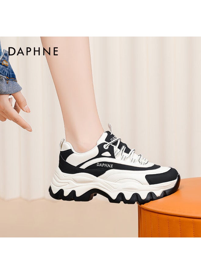 Daphne Thick-soled Dad Shoes For Women, Spring And Autumn Casual Versatile Height-increasing Panda Sneakers, White And Black, Size 35 - Image 2