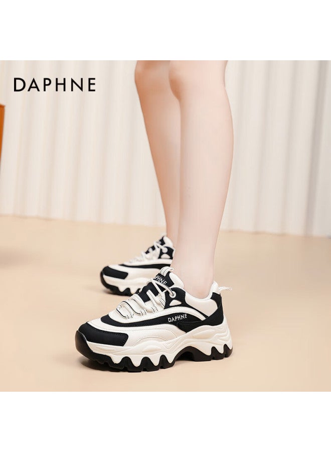Daphne Thick-soled Dad Shoes For Women, Spring And Autumn Casual Versatile Height-increasing Panda Sneakers, White And Black, Size 35 - Image 3