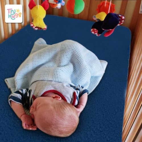 TinyHugs Waterproof Quick Dry Baby Bed Protector Sheet | Cotton Feel Anti-Pilling Fleece | Extra Absorbent, Breathable & Soft | Medium Size (100cm x 70cm), Pack of 1, Airforce Blue - Image 2