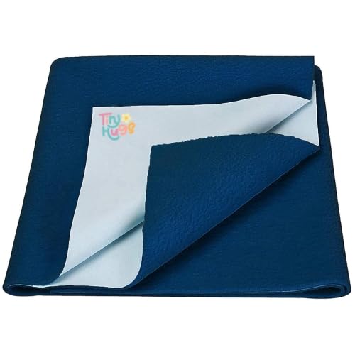TinyHugs Waterproof Quick Dry Baby Bed Protector Sheet | Cotton Feel Anti-Pilling Fleece | Extra Absorbent, Breathable & Soft | Medium Size (100cm x 70cm), Pack of 1, Airforce Blue - Image 5