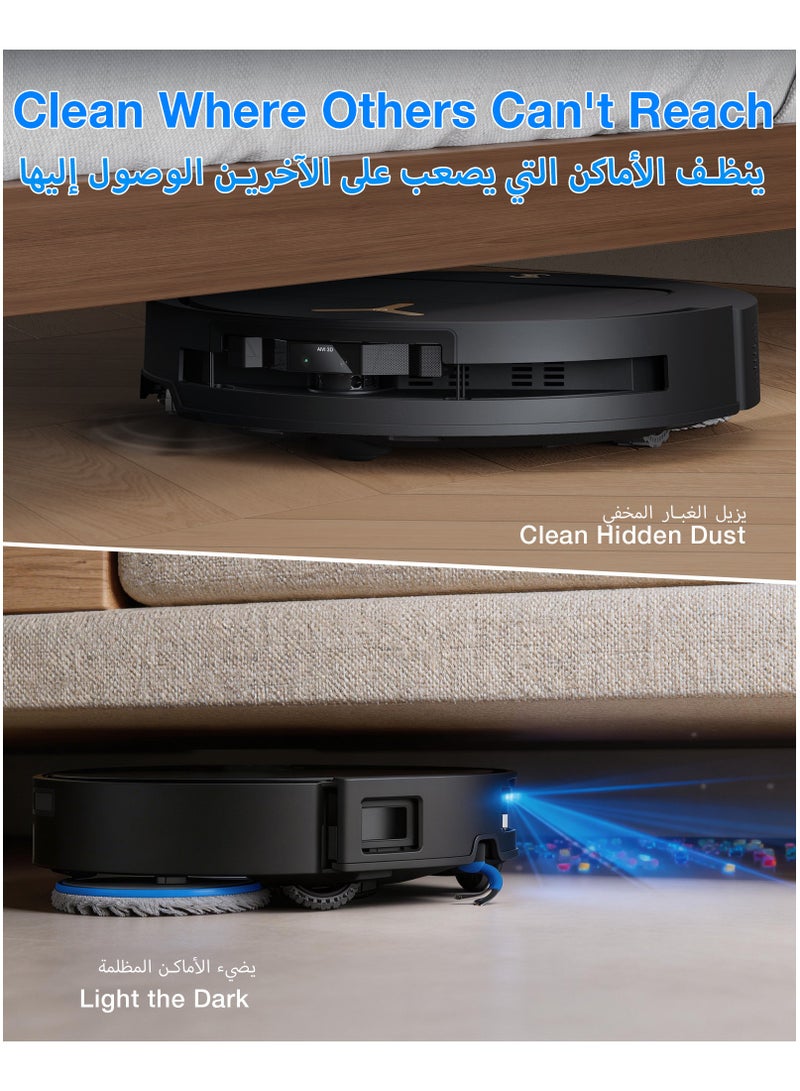 ECOVACS DEEBOT T50S PRO Omni Robot Vacuum and Mop, 25,000 Pa Suction, ZeroTangle 3.0 Anti-Tangle, TruEdge 2.0 Extendable Brush & Mop, AIVI 3D Obstacle Avoidance, Auto Mop Wash & Dry, Self-Emptying 4 L 35 W DEEBOT T50S PRO OMNI black-golden - Image 4