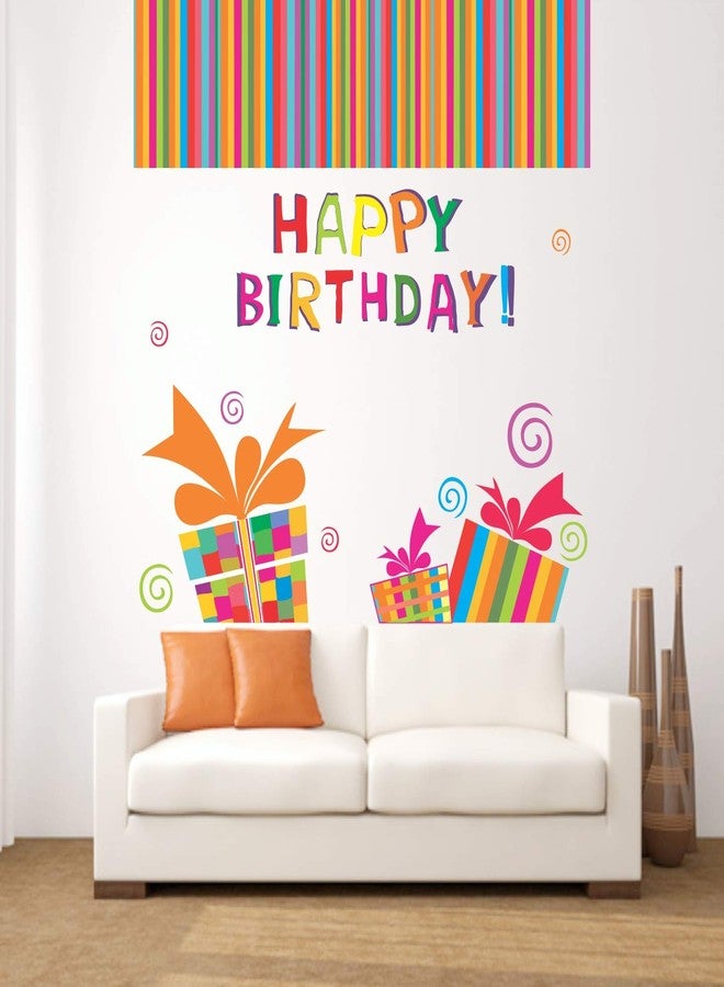 StickMe 'Happy Birthday Decorative - Creative - Colorful - Wall Sticker ' -SM147 (Multi Colour, Vinyl - 90cm X 90 cm) - Image 1