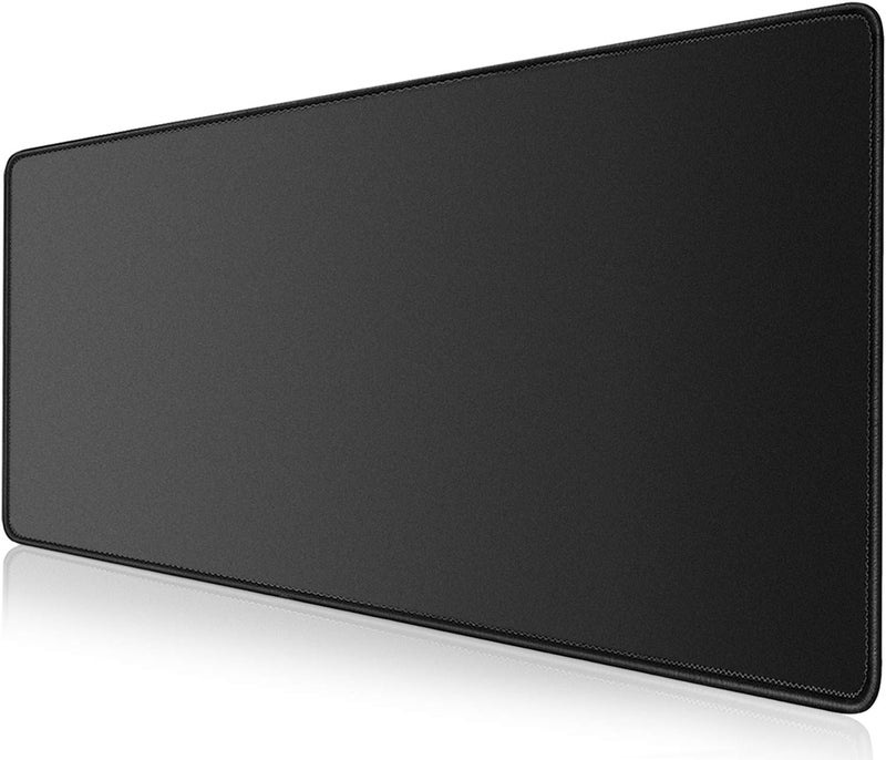 KTRIO 800x400x3mm Large Gaming Mouse Mat with Stitched Edges, XL Mouse Pad with Non-Slip Base, Extended Large Size Keyboard Desk Pad with Water Resist Surface, Black | Large Gaming Mouse Pad with Stitched Edges, Non-Slip Base, Keyboard Desk Pad with Water Resist Surface - Image 1