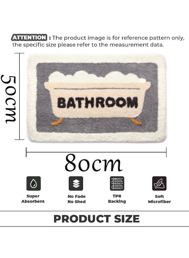 Plush Bathroom Rug, Ultra Soft Microfiber Bathroom Mats, Extra Absorbent Bath Rugs, Non-Slip Quick Drying Floor Bath Tub Mat,  Machine Washable, for Tub /Bathroom/Shower（50*80 cm） - Image 2
