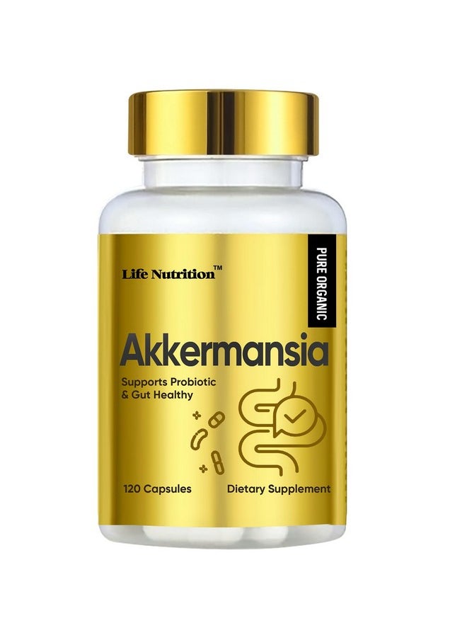 Life Nutrition - Life Nutrition 300 Billion AFU Akkermansia Prebiotic and Probiotic Muciniphila Digestive Health,Gut Health,and ImmuneHealth Multi-Strain GLP-1 Probiotics for Women & Men (120 Capsules) - Image 1