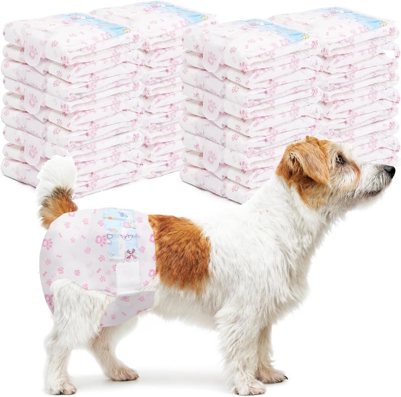 FUNLIYING Disposable Dog Diapers Female 90 Count Puppy Diapers Female (Waist 11-18.9 in M) Super Absorbent Small Doggie Diapers for Heat Excitable Urination or Incontinence - Pink - Image 1