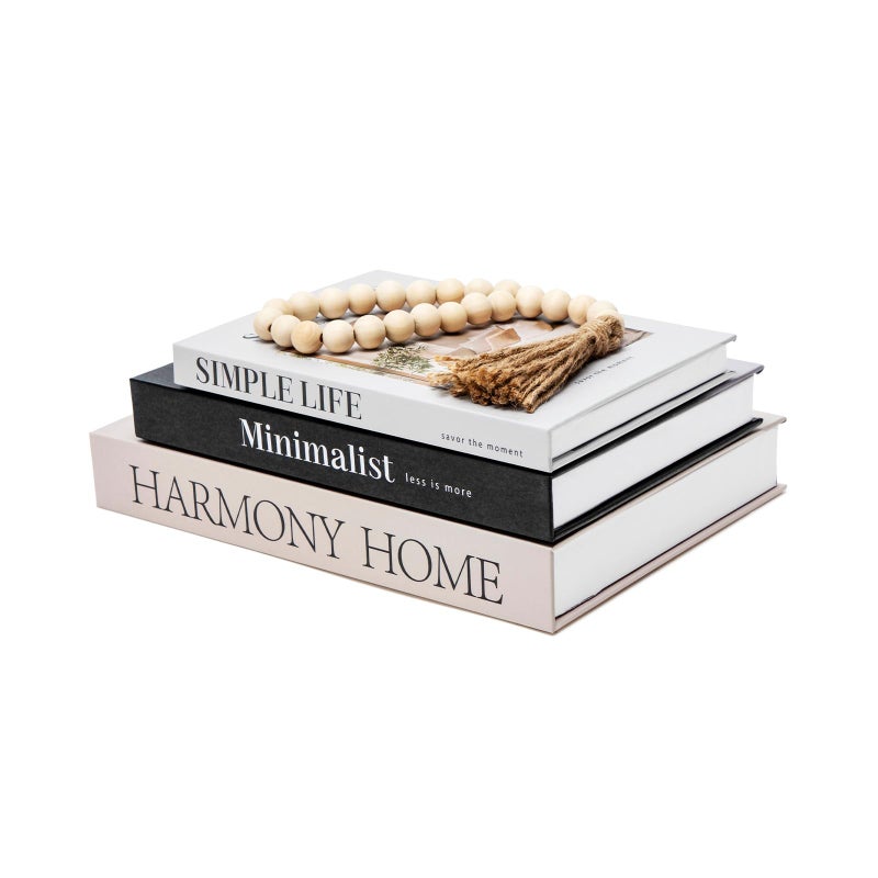 TwoDays Beautiful Coffee Table Books Neutral Fashion Decorative Books for Home Bookshelf Modern Room Decor Aesthetic Fake Faux Book Storage Boxes for Decoration Set of 3