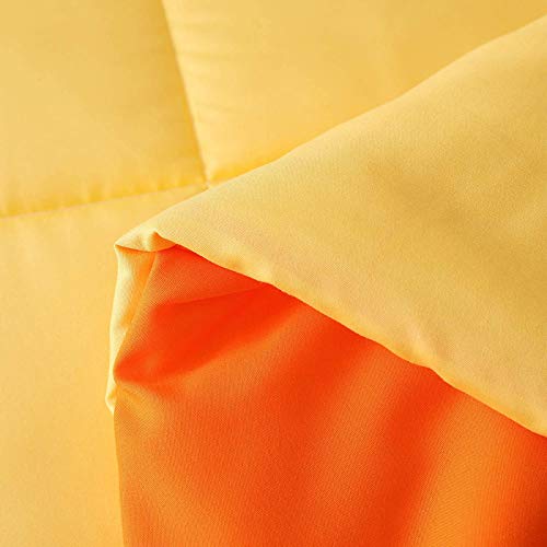 Homespun Soft Microfibre Comforter Blanket Lightweight Reversible Quilt Duvet All Weather, Single Bed, Yellow and Orange Color - Image 5