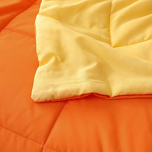 Homespun Soft Microfibre Comforter Blanket Lightweight Reversible Quilt Duvet All Weather, Single Bed, Yellow and Orange Color - Image 2