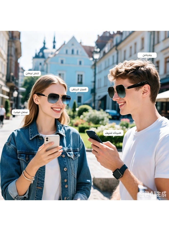 AI Translation Smart Glasses with Real-Time 100+ Language Translator, Wireless Open-Ear Headphones, UV/Blue Light Protection - Image 2