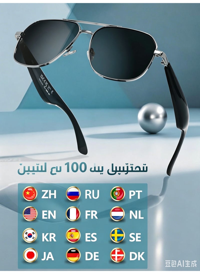 AI Translation Smart Glasses with Real-Time 100+ Language Translator, Wireless Open-Ear Headphones, UV/Blue Light Protection - Image 4