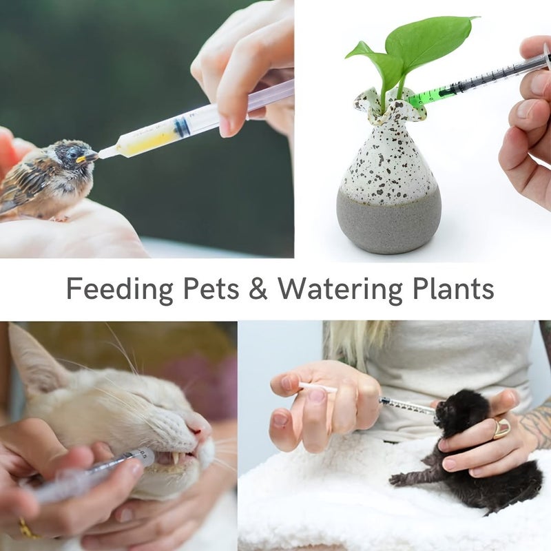 10 Pcs 0.03oz White Plastic Syringes with Blunt Cannula Needles for Animal Feeding Liquid Transfer Refilling and Plant Watering in Scientific Labs - Image 2