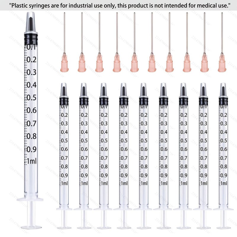 10 Pcs 0.03oz White Plastic Syringes with Blunt Cannula Needles for Animal Feeding Liquid Transfer Refilling and Plant Watering in Scientific Labs - Image 5