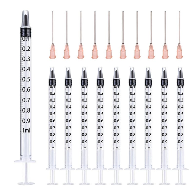10 Pcs 0.03oz White Plastic Syringes with Blunt Cannula Needles for Animal Feeding Liquid Transfer Refilling and Plant Watering in Scientific Labs - Image 1