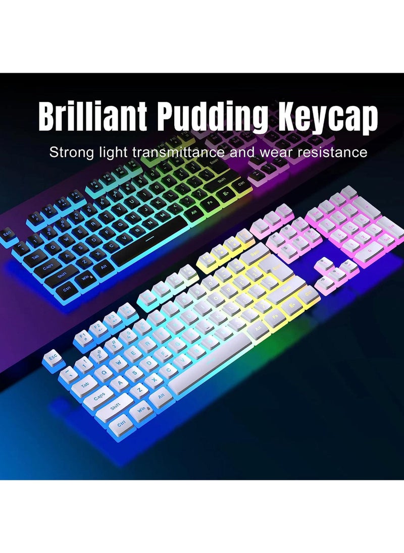 Rock Pow - Wireless Gaming Keyboard and Mouse Combo RGB Rechargeable 3000mAh Battery Pudding Keycaps Anti-ghosting Keyboard + 7D 4800DPI Vertical Feel Wireless Mouse for PC Gamer - Image 1
