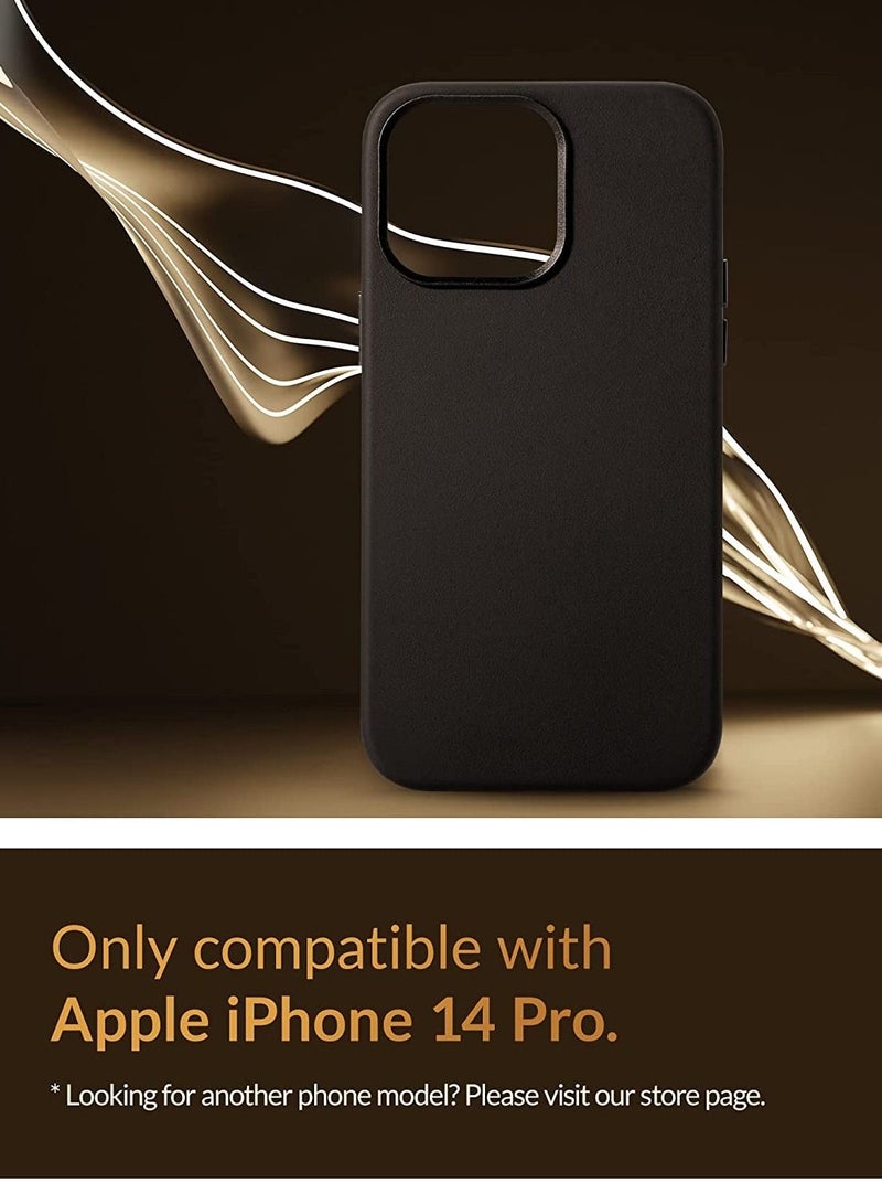 (for iPhone 14 Pro) - European Nappa Leather Case - Smoothen and Soften Over Time - Compatible with Magsafe - Black  - Image 2