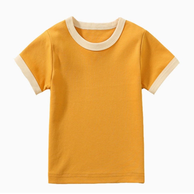 Trendy Brand Edge Color Children'S Short-Sleeved T-Shirt Boys And Girls T-Shirt Summer Solid Color Half-Sleeved Children'S T-Shirt Short-Sleeved - Image 4