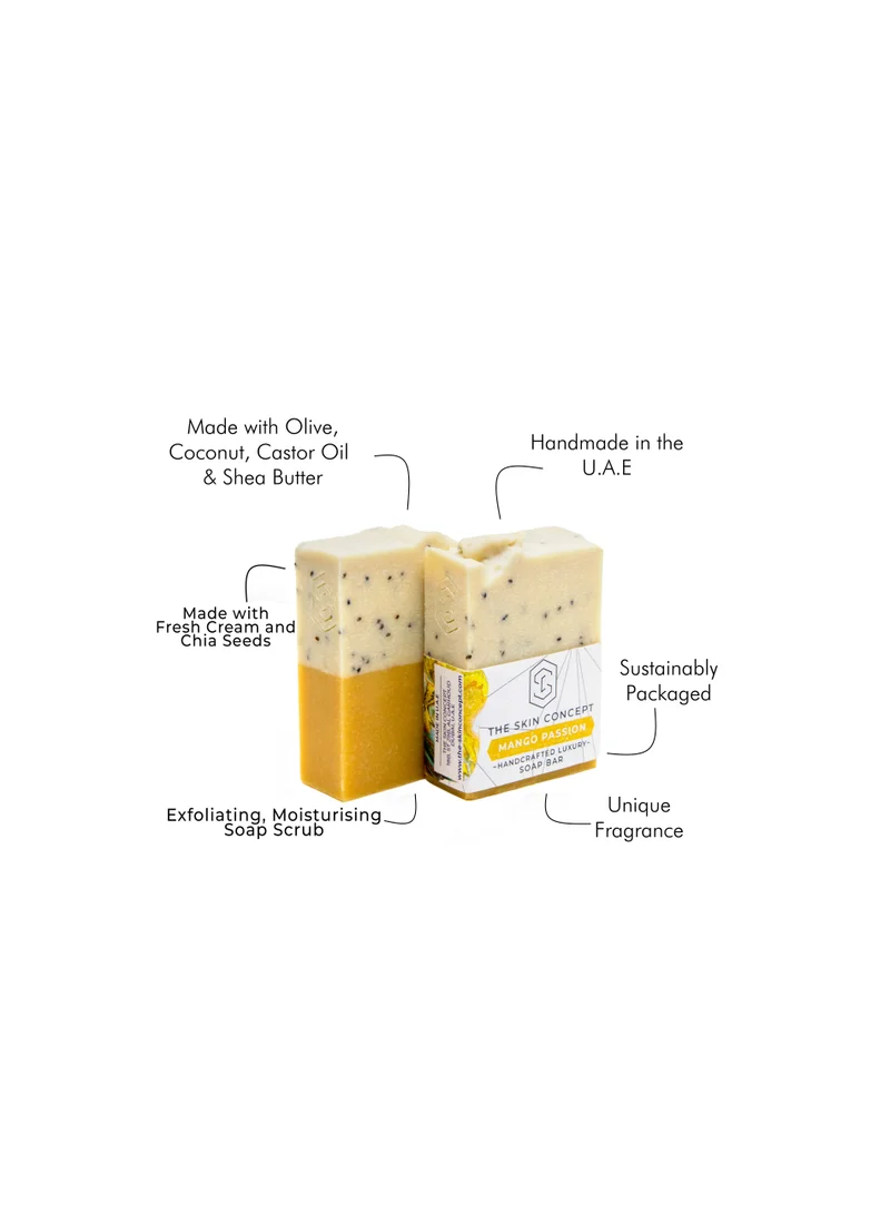 The Skin Concept  The Skin Concept Chia Seeds Scrub Soap Bar - Mango Passion - Handmade, Vegan  | Best Price UAE