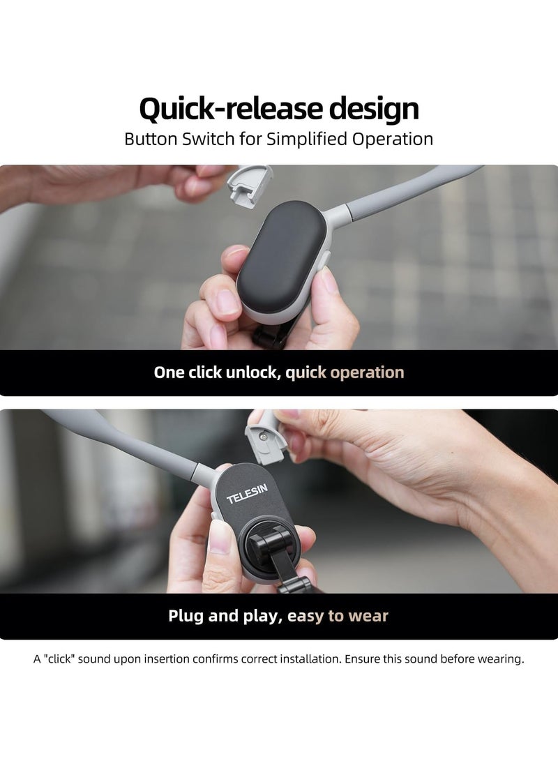 تيليسن حامل رقبة مغناطيسي من تيليسين للموبايل، عقد حامل هاتف خلوي بي او في/ مدونة فيديو بدون استخدام اليدين، حامل يثبت على الدراجة والدراجة النارية لايفون 15 14 13 12 برو ماكس سامسونج اندرويد الذكي، رمادي - Image 4