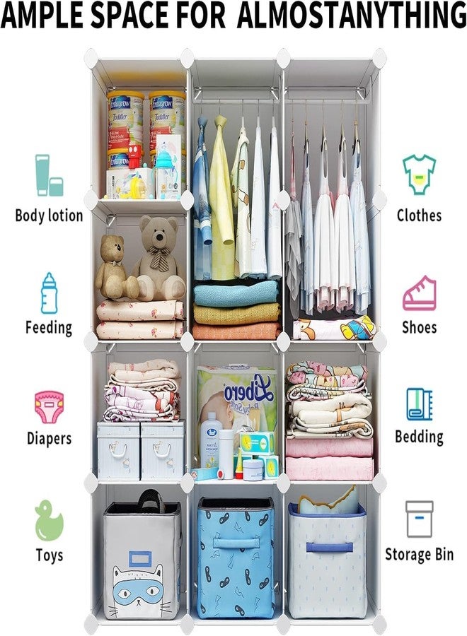BRIGATTES 12 Door Baby Foldable Wardrobe for Clothes Storage, Kids Almirah for Clothes, Baby Cupboard for Clothes Storage Collapsible Wardrobe for Kids Clothes/Toys/Books-Pink-Cartoon-KTG1 - Image 3