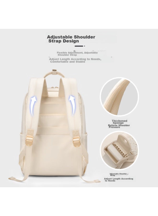 V.nine Backpack For Women, College Student Bookbag, Business Commute Travel Bag, Casual Backpack, Laptop Bag, Sea Salt Milk White - Image 2