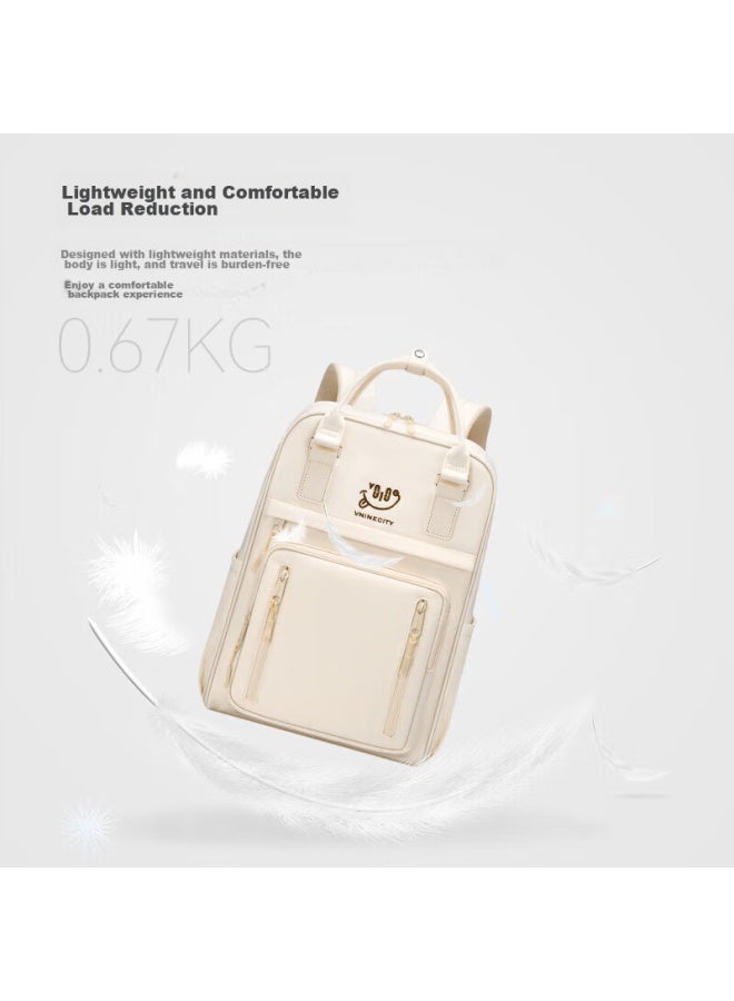 V.nine Backpack For Women, College Student Bookbag, Business Commute Travel Bag, Casual Backpack, Laptop Bag, Sea Salt Milk White - Image 4